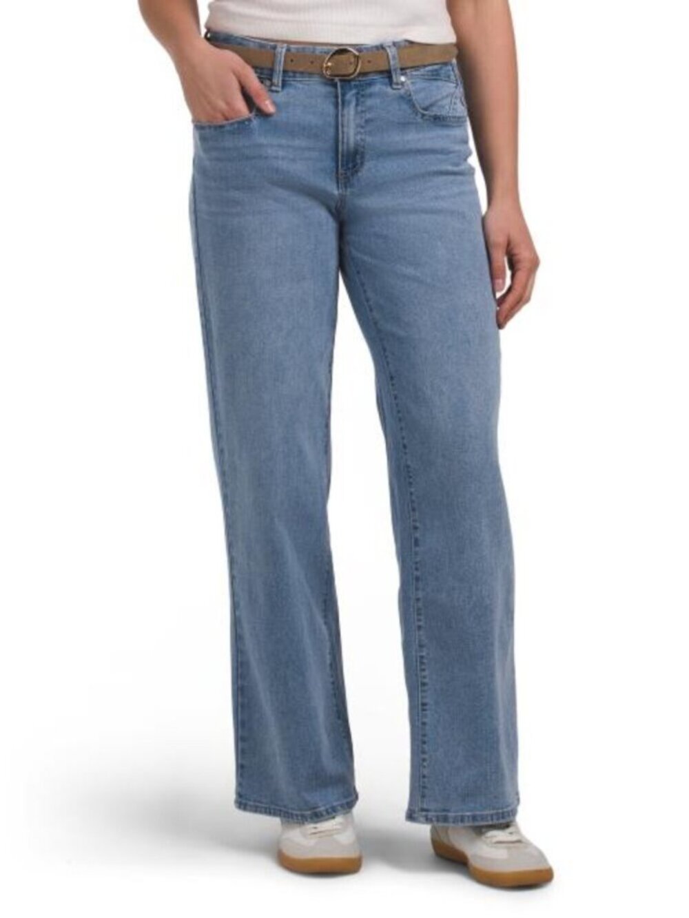 🔥D. JEANS NEW YORK Mid Rise Wide Leg With Suede Gold Tone Buckle Belt